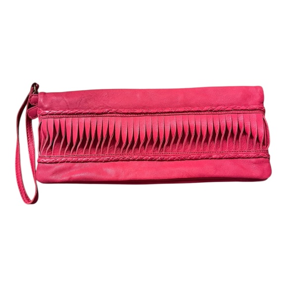 Clever Carriage Company Handbags - Vintage Clever Carriage Company Unique Red Leather Wristlet Clutch